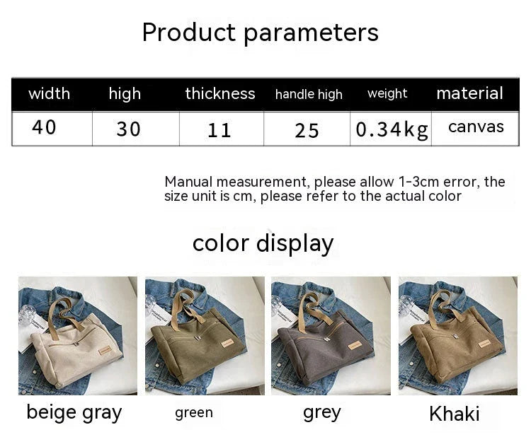 Premium canvas shoulder bag in grey, khaki, and green colours, featuring a stylish and functional design for everyday use.