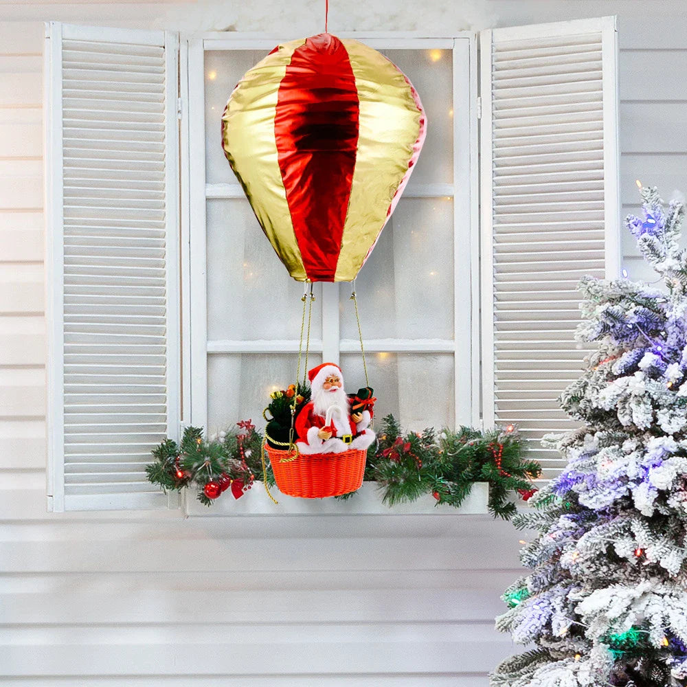 Premium handcrafted hot air balloon Christmas ceiling decoration with Santa Claus design