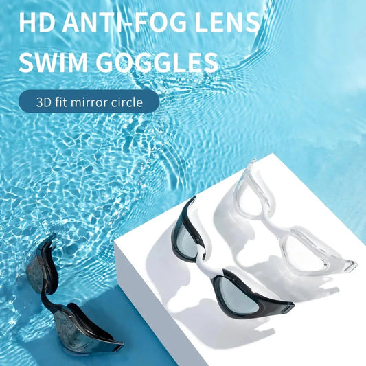 Premium British-made swimming goggles with anti-fog and UV protection technology, designed for clear visibility and comfort in pools, beaches, and water parks.
