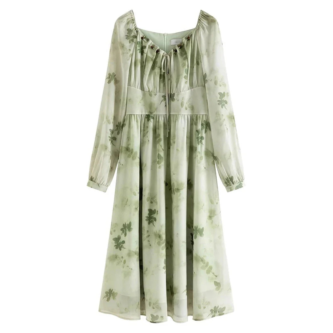 Elegant Chinese-Style Romantic Dress for Women in Creamy-White Colour