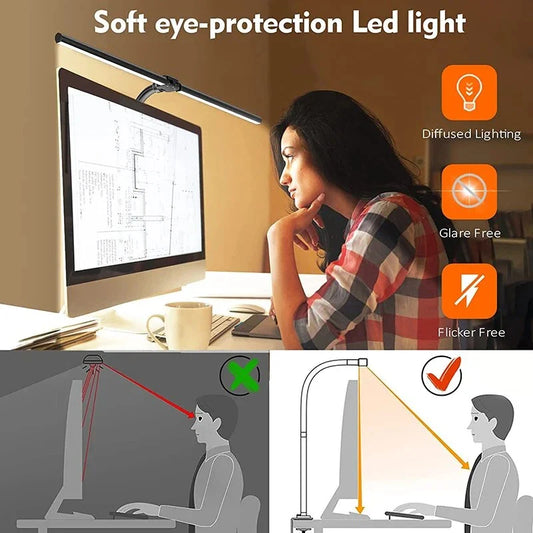 Premium 24W LED desk lamp with adjustable brightness, colour temperature, and flexible positioning for enhanced workspace productivity and comfort
