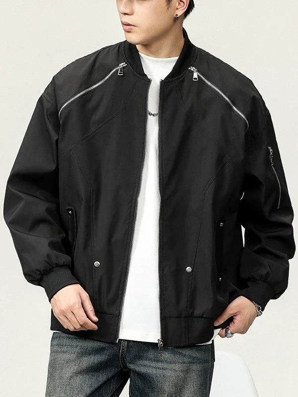 Premium high-street workwear jacket for men in black and purple colours, featuring a sleek, modern silhouette and durable construction.