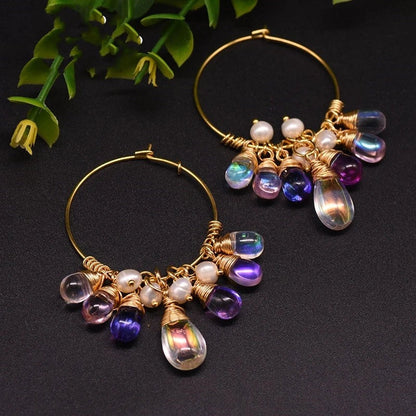 Elegant sterling silver and Czech crystal earrings with natural freshwater pearls