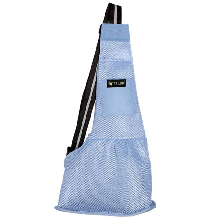 Premium pet carrying sling bag with mesh ventilation, adjustable straps, and reinforced bottom for small dogs and cats up to 6 kg