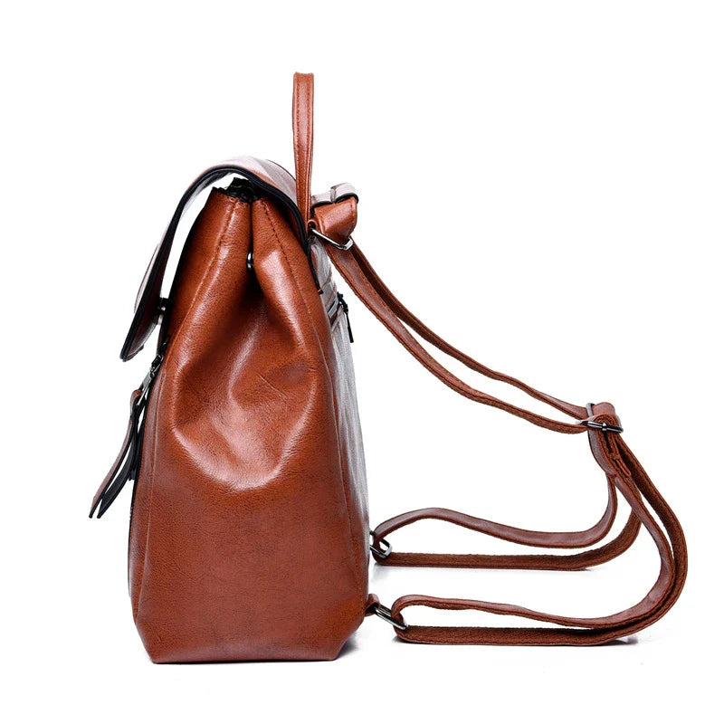 Premium oil-wax women's backpack in various colours, featuring a sleek and vintage-inspired design for a stylish city companion