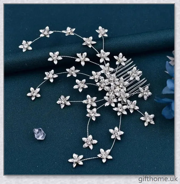 Elegant silver bridal hair comb adorned with sparkling rhinestones, a perfect accessory for weddings and formal events