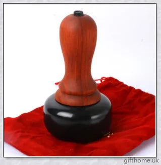 Premium mahogany Bian stone warming moxibustion device with red rosewood accents, designed for traditional Chinese healing practices.
