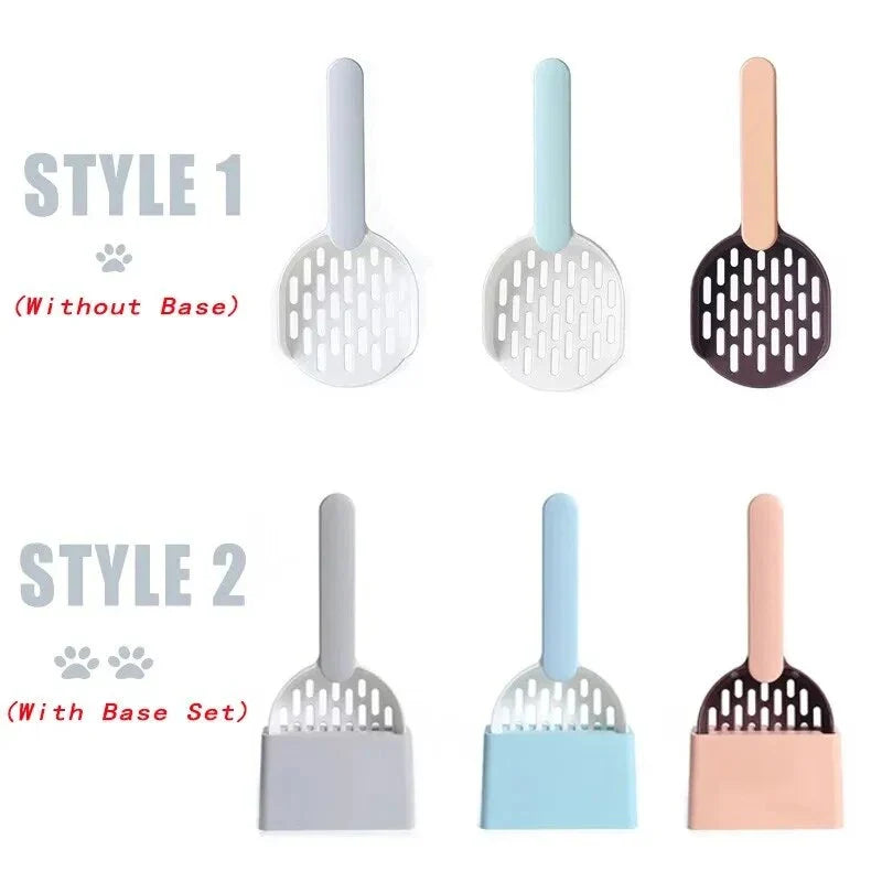 Premium Multi-Function Cat Litter Scoop with Self-Cleaning Base in Coffee Pink Colour
