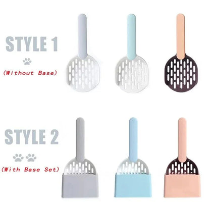 Premium Multi-Function Cat Litter Scoop with Self-Cleaning Base in Coffee Pink Colour