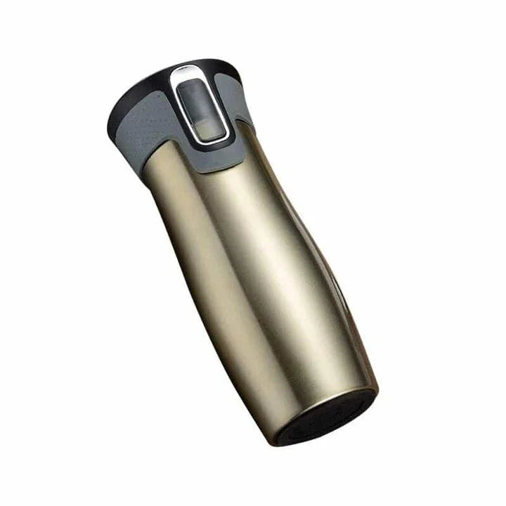 Premium Stainless Steel Coffee Thermos in a variety of stylish colours, including black, pink, blue, gold, and silver.