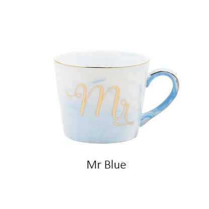Elegant marble-inspired porcelain coffee mug with a sleek and sophisticated British design