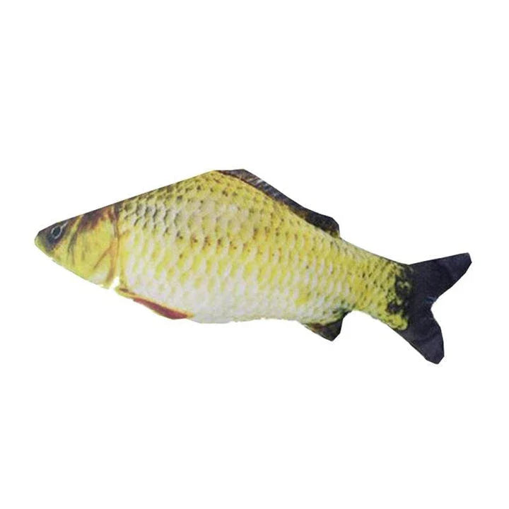 Charming fish-shaped pet toy with plush construction and catnip scent, perfect for active playtime and snuggling with cats and small dogs.