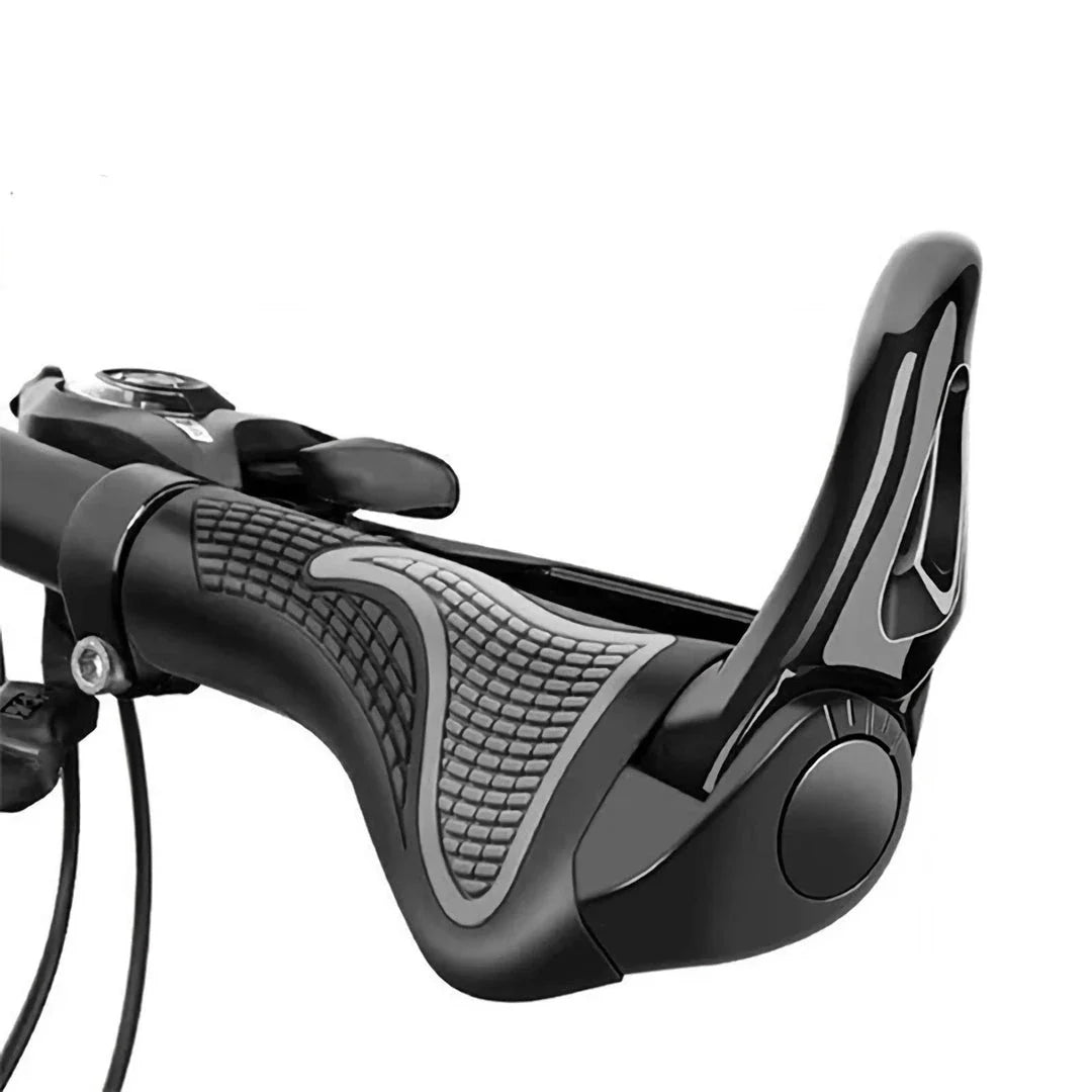 Premium black mountain bike sheep horn grips with adjustable vice handlebar and shock-proof design