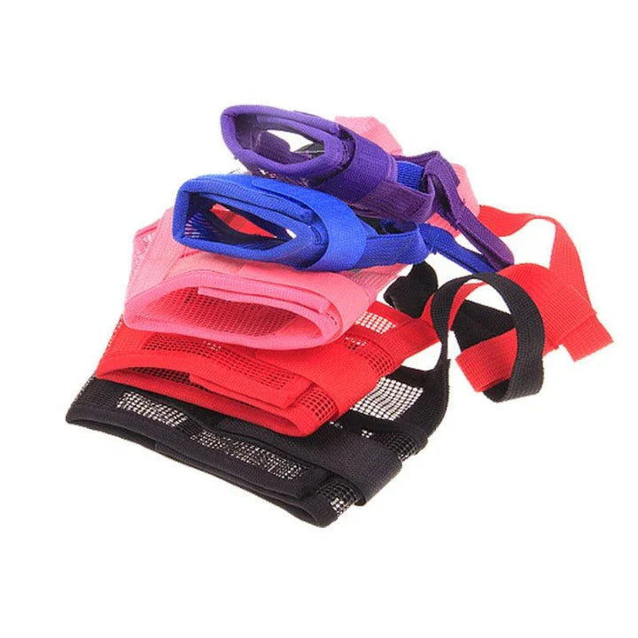 Breathable polyester mesh dog muzzle in various sizes for comfortable and secure canine wear