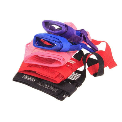 Breathable polyester mesh dog muzzle in various sizes for comfortable and secure canine wear