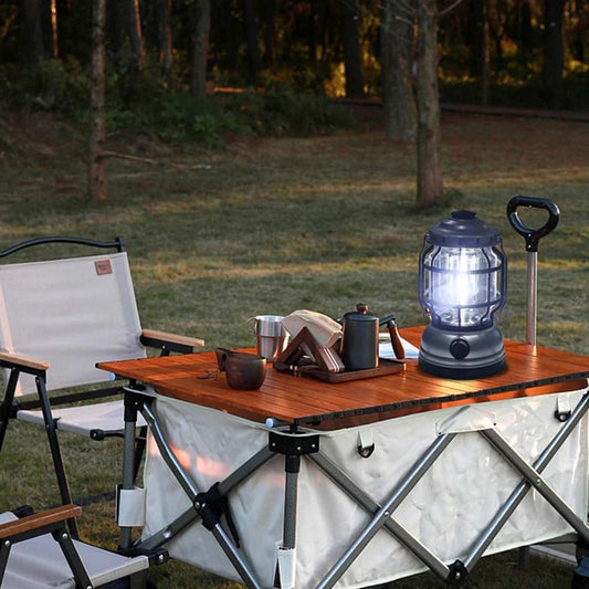 Premium waterproof LED camping lantern with adjustable brightness and USB rechargeable power