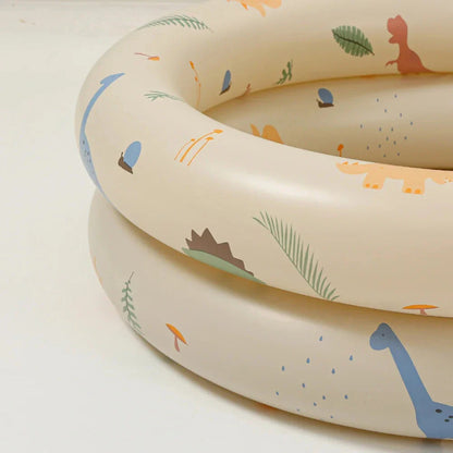 Inflatable Baby Swimming Pool in Beige Dinosaur Pattern, Perfect for Outdoor Summer Fun
