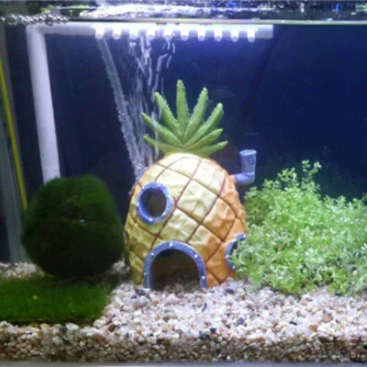 Charming pineapple-shaped aquarium decorations made of premium wood, adding a touch of British elegance to your underwater oasis