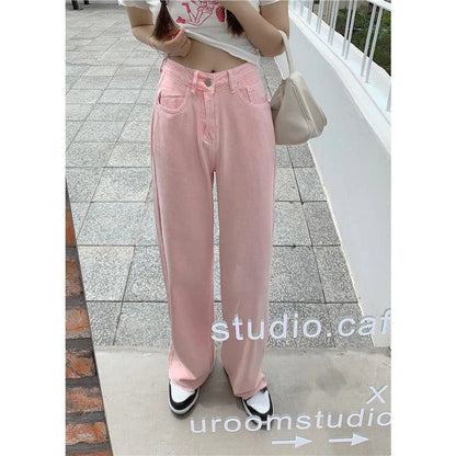 Premium cotton denim high-waist wide-leg trousers in a flattering, figure-hugging silhouette