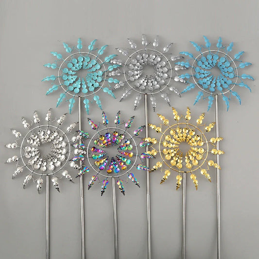 Elegant metal garden windmill decoration with gentle movement, perfect for adding charm to outdoor spaces