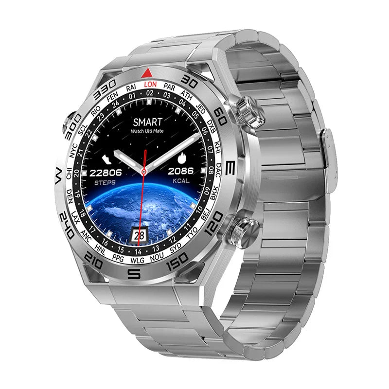 Premium smart watch with sleek alloy body, fitness tracking, and wireless charging capabilities