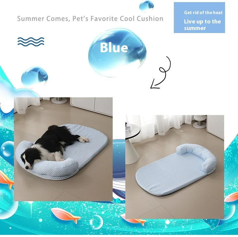 A breathable, ice-filled pet cooling mat in a variety of stylish colours for use in kennels, beds, or anywhere your pet lounges.