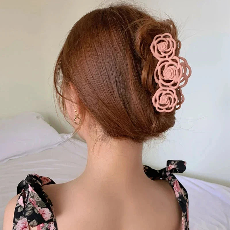 Elegant rose-shaped hair accessory made from premium acrylic and alloy materials for a sophisticated and fashionable look