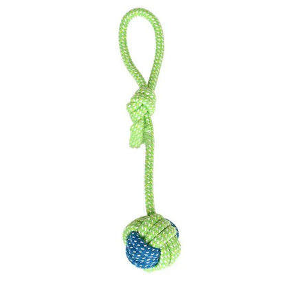 Robust cotton bone-shaped braided toy for dogs, designed to withstand chewing and promote dental health