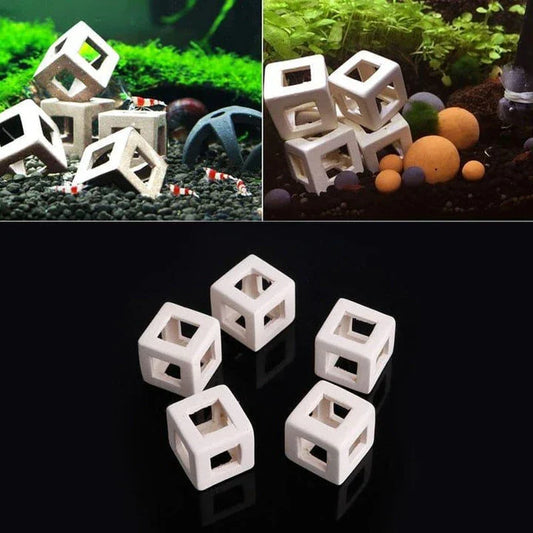 Elegant white ceramic cube aquarium decor with a modern, minimalist design
