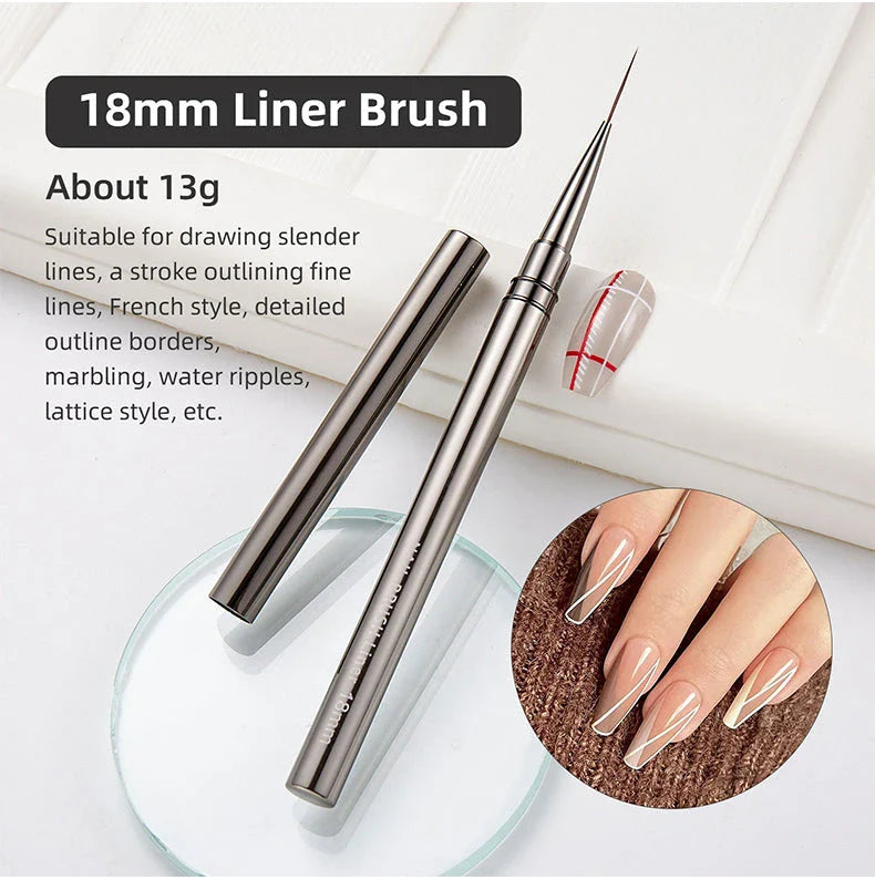 Premium metal nail art brushes in various sizes for intricate designs and patterns