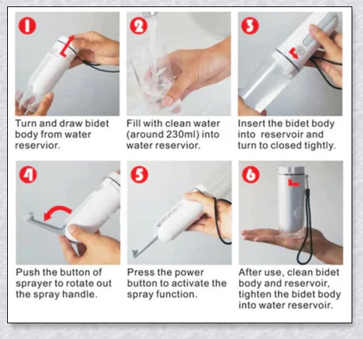 Premium portable handheld bidet spray with adjustable nozzle and water pressure for a refreshing, hygienic clean on the go.