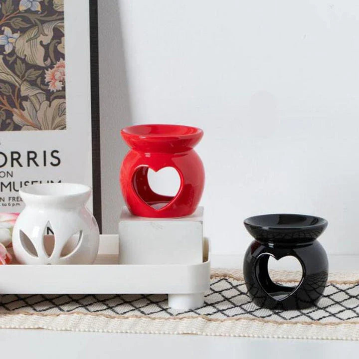 Elegant Nordic-style porcelain essential oil diffuser in red, white, and black colours