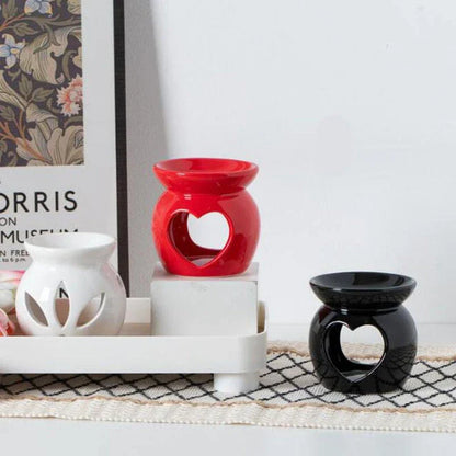 Elegant Nordic-style porcelain essential oil diffuser in red, white, and black colours