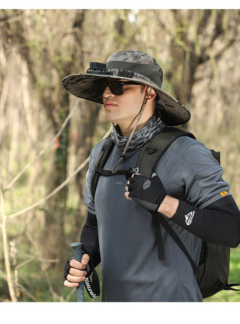 Versatile outdoor sun hat made of premium nylon fabric, providing sun protection and breathability for hiking, climbing, and fishing activities