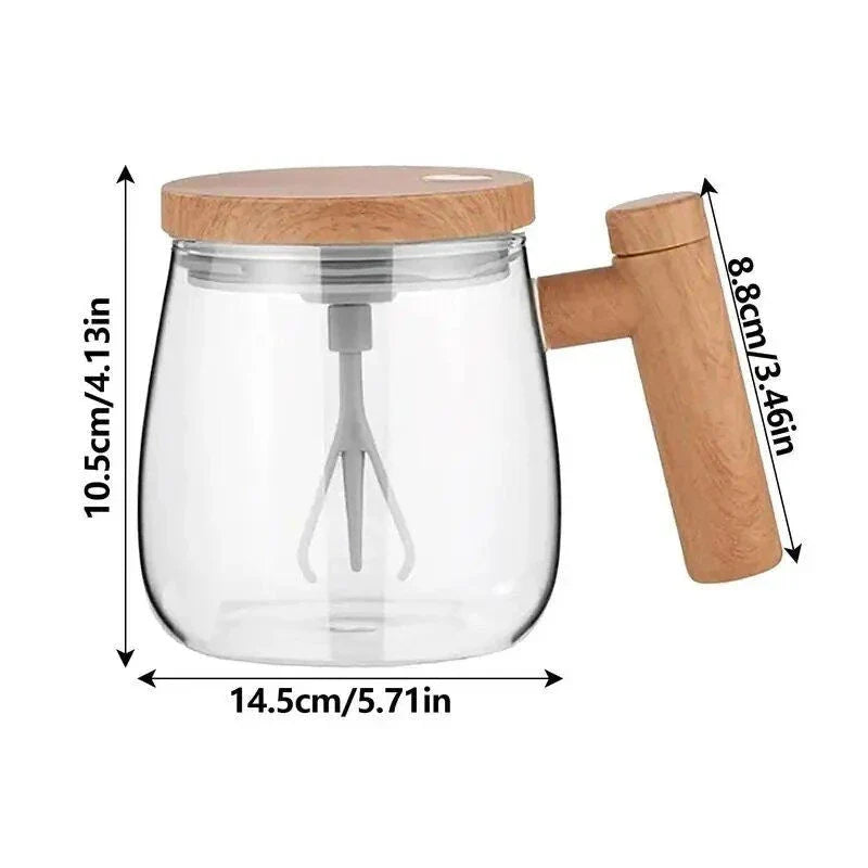 Premium Electric Self-Stirring Coffee Mug with sustainable bamboo construction and powerful electric stirrer for effortless drink preparation