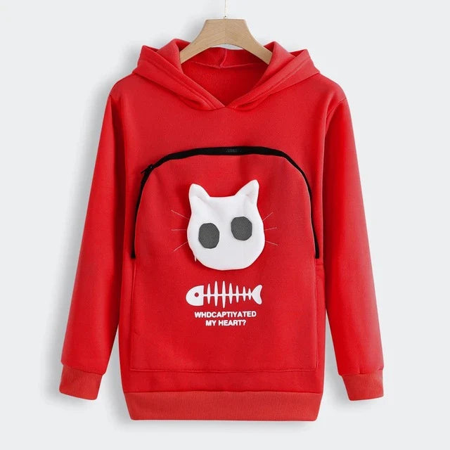 Cosy cat lovers hoodie with soft polyester construction and paw print designs