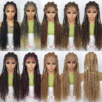 Luxurious lace braided African wig in various colour options, handcrafted for a natural, sophisticated look