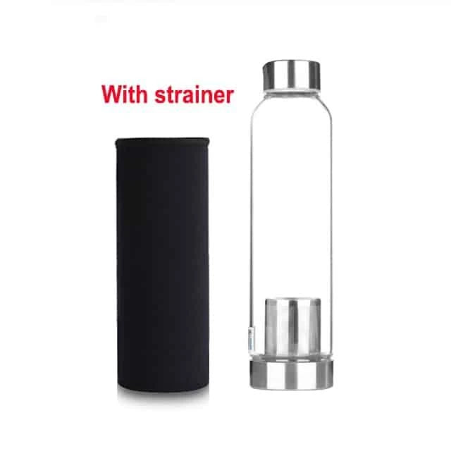 Premium minimalist glass sports water bottle in a variety of sizes and colours, designed for sustainable and stylish hydration