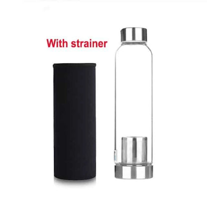 Premium minimalist glass sports water bottle in a variety of sizes and colours, designed for sustainable and stylish hydration