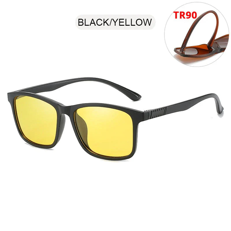 Classic Square Polarised Sunglasses with Plastic Titanium Frame and UV Protection