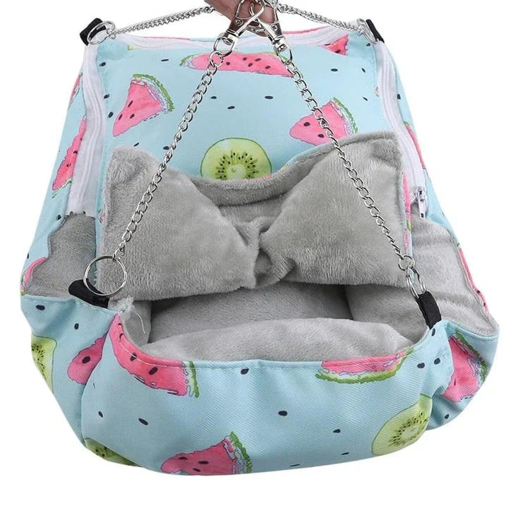 Cosy cotton pet bed in green, providing a plush and supportive sleeping surface for small animals