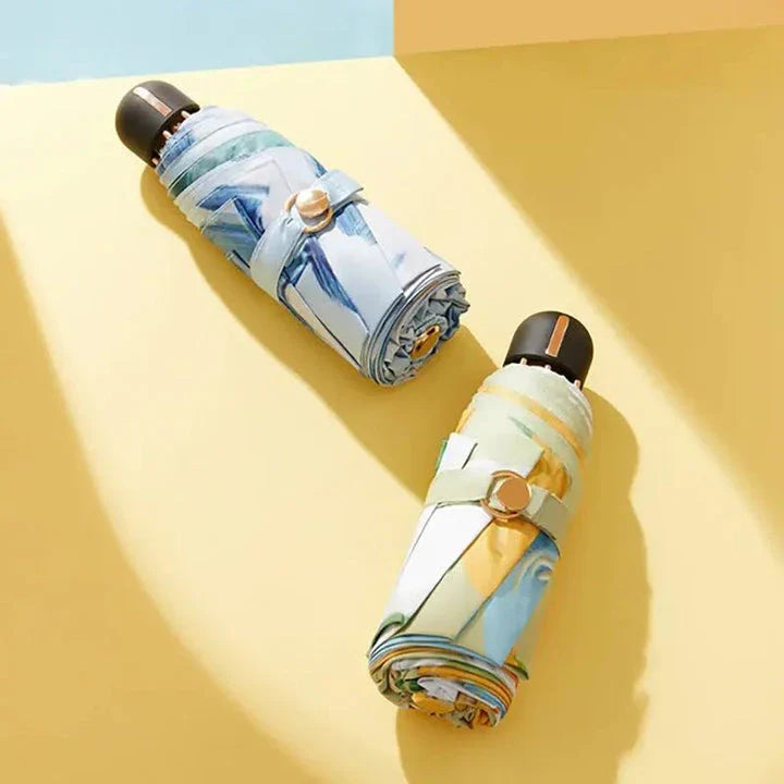 Flower Pocket Mini Phone Umbrella with a floral pattern, providing stylish rain and sun protection