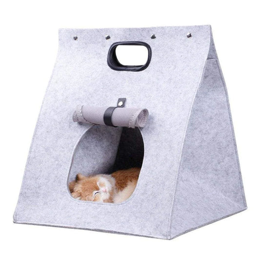 Cosy foldable cat bed with plush interior and stylish brown colour for year-round comfort and luxury
