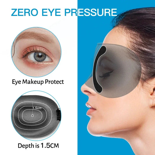 Premium 3D contoured sleep mask with soft memory foam for undisturbed, comfortable sleep