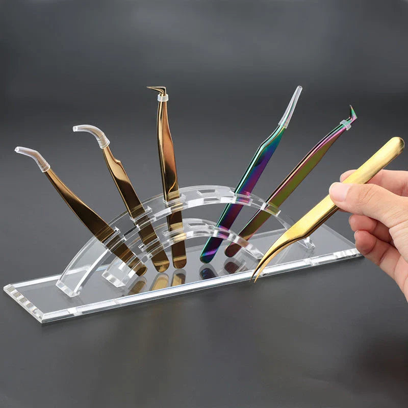 Premium stainless steel eyelash tweezers set with anti-static gold coating for precise lash application