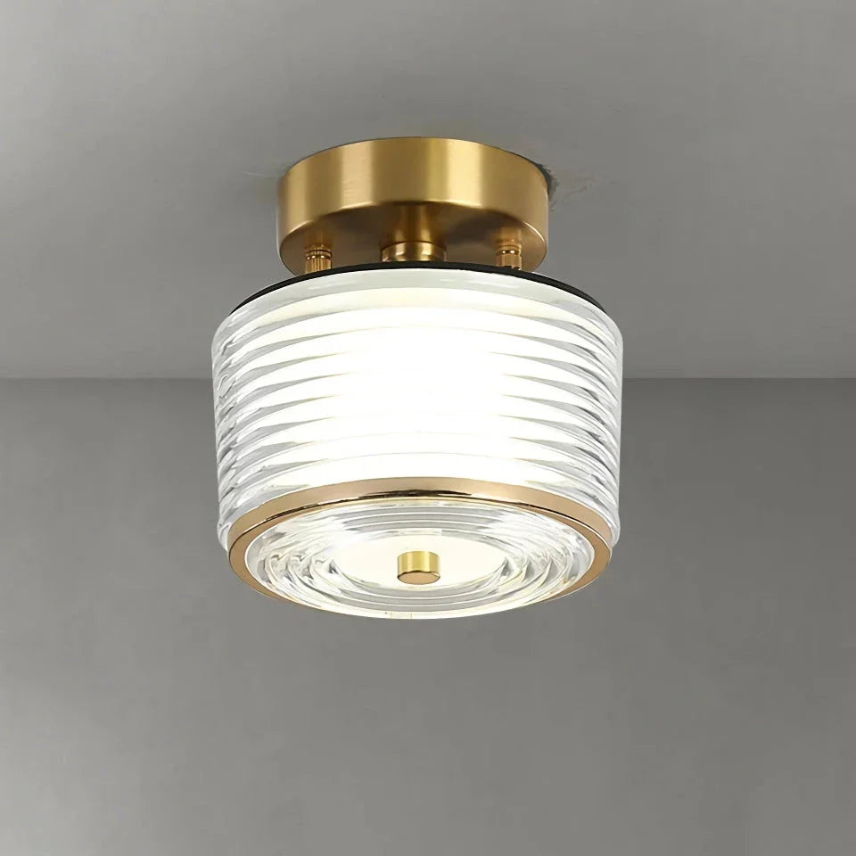 Elegant copper LED ceiling light with customisable light settings for living room, porch, and balcony