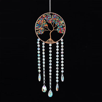 Mesmerising Moon Agate Crystal Pendant Dream Catcher with a stunning array of colourful agate crystals