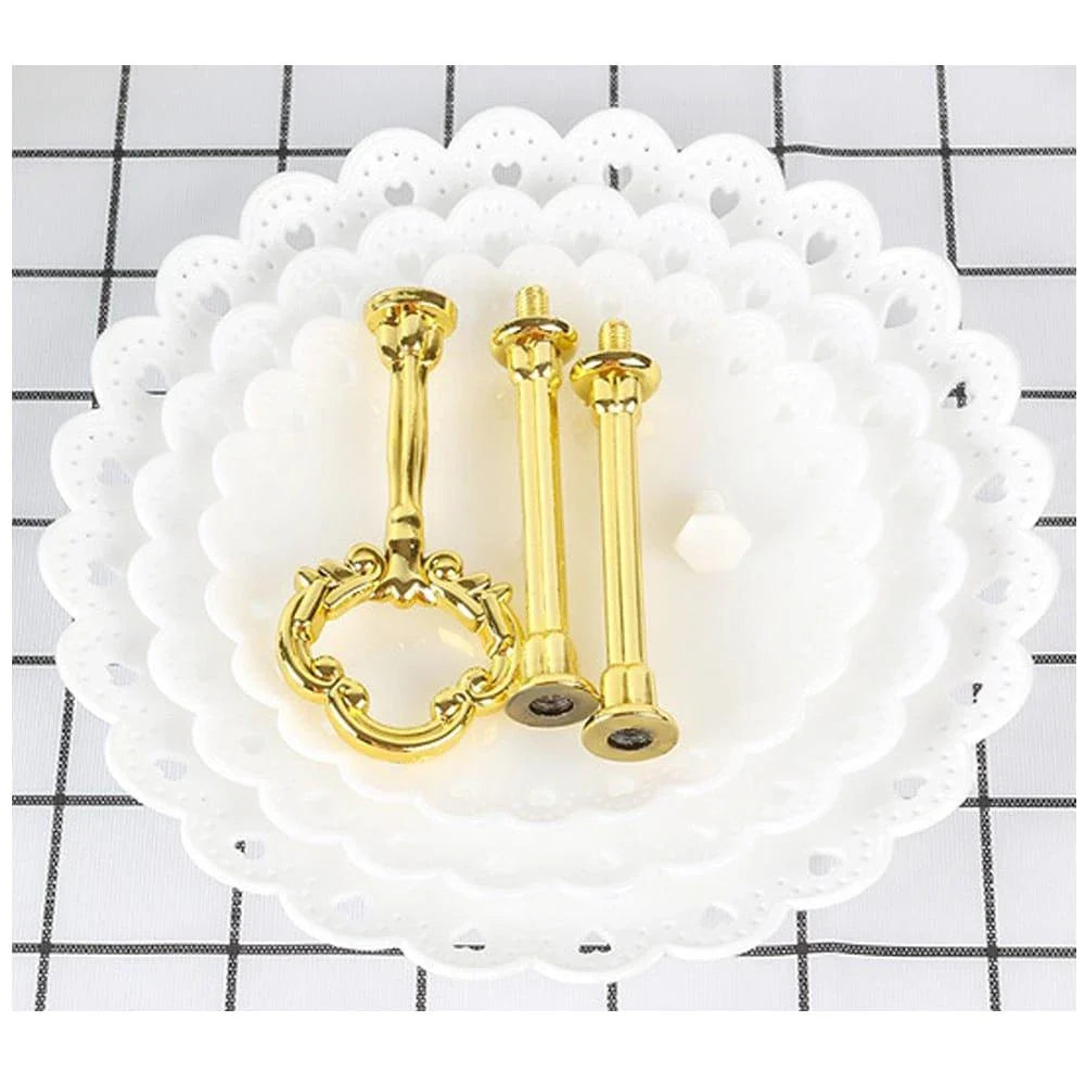 A vibrant multicoloured cake stand made of premium durable plastic, designed to elegantly display desserts and baked goods.