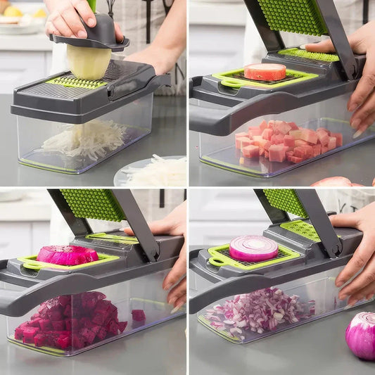 Trendha Multifunctional Vegetable Chopper with 14-in-1 functionality, durable construction, and easy cleanup
