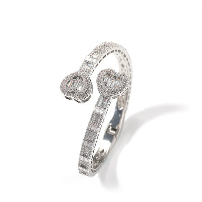 Elegant geometric diamond bracelet with spring buckle closure in gold, silver, and rose gold finishes